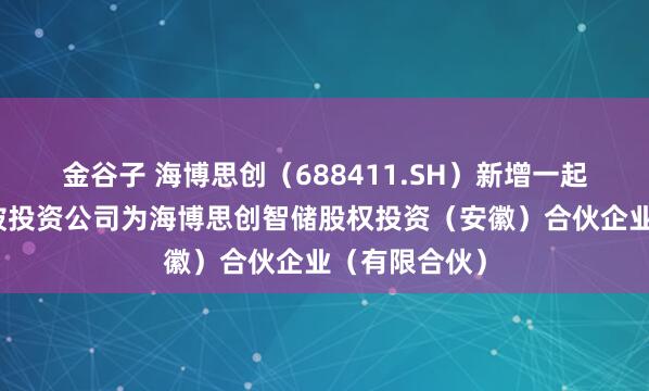 金谷子 海博思创（688411.SH）新增一起对外投资，被投资公司为海博思创智储股权投资（安徽）合伙企业（有限合伙）