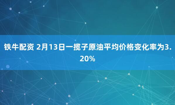 铁牛配资 2月13日一揽子原油平均价格变化率为3.20%